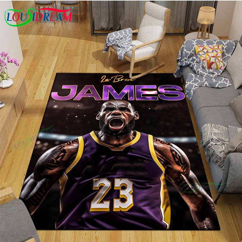 Commercial Printing Ink - บาสเกตบอลStar L-LeBron J-James K-Kobeพิมพ์พรมกลางแจ้งพรมพรมกันลื่นพรมตกแต่งห้องนอนพรมสําหรับห้องของขวัญ