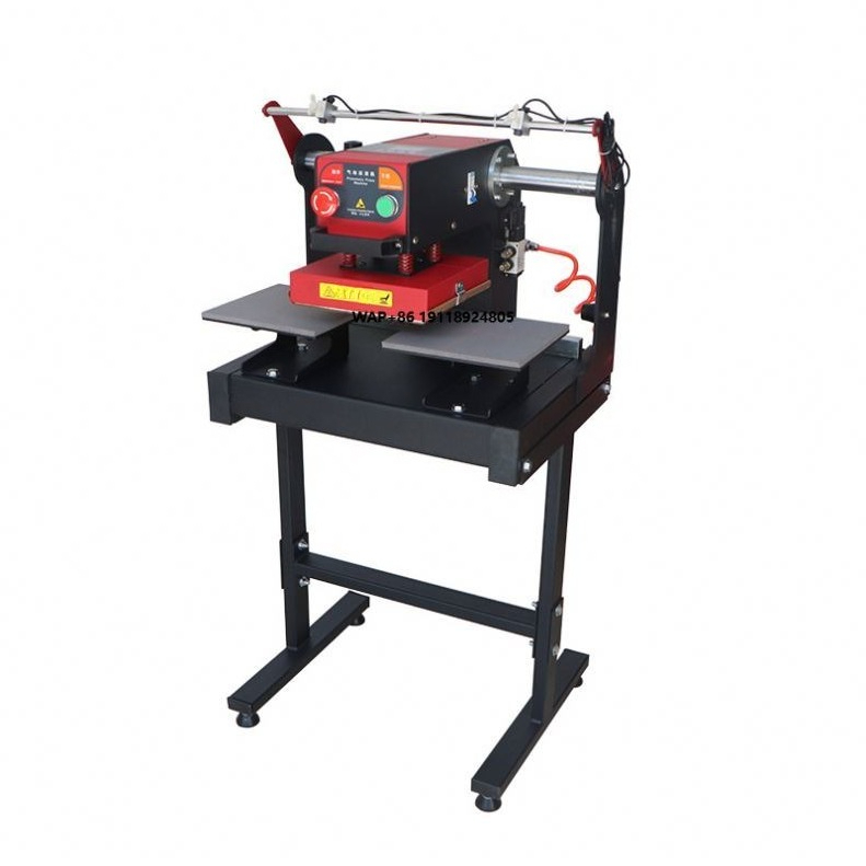 Heat Press Machine - เครื่องรีดร้อนแบบแบนขนาด 15*15 นิ้ว สำหรับพิมพ์เสื้อยืด ระบบลมและไฟฟ้า พร้อมแผ่นรีดแบบคู่