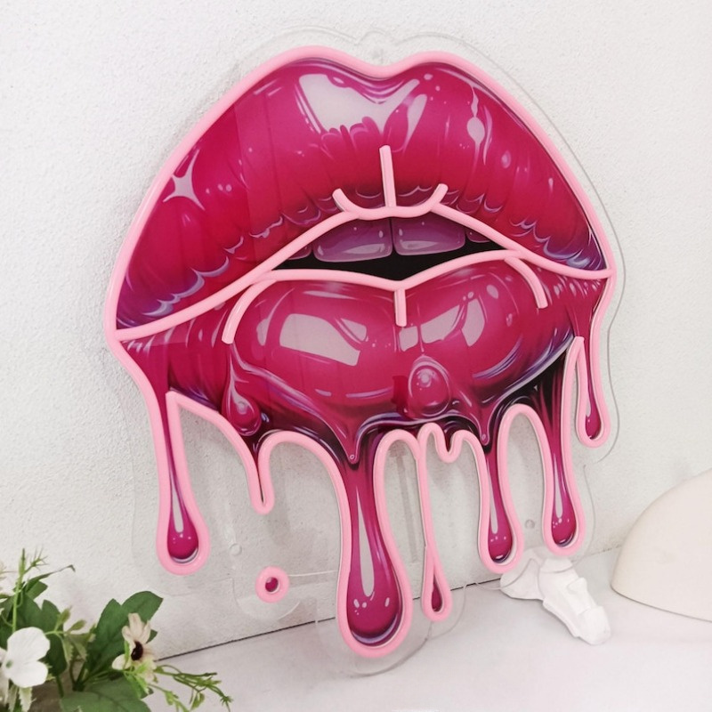 Melting Lips UV พิมพ์ป้ายนีออน - Commercial Wall Printing บทวิจารณ์และราคา