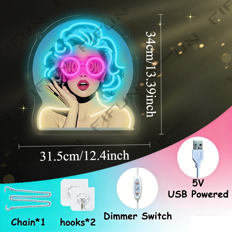 ป้ายไฟนีออน WOW Curl Girl พิมพ - Commercial Wall Printing บทวิจารณ์และราคา